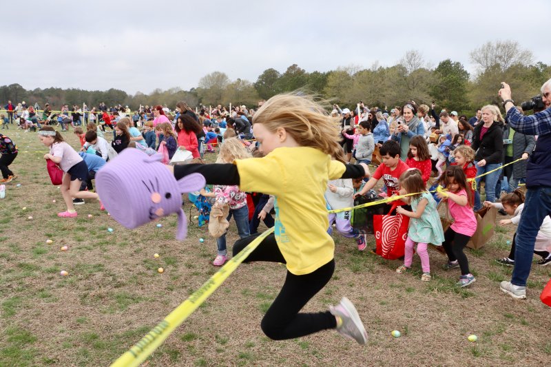 There was no stopping kids when the Easter egg hunt started.
